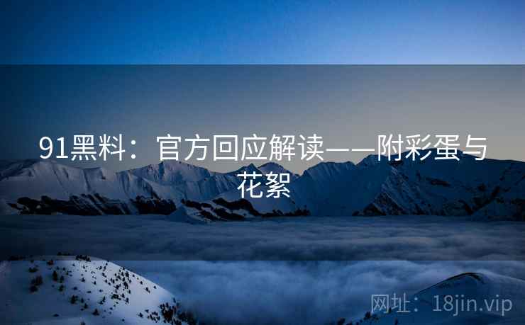 91黑料：官方回应解读——附彩蛋与花絮  第2张